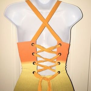 Joseph Ribkoff Summer Maxi Dress Lace Up Back Sz 8